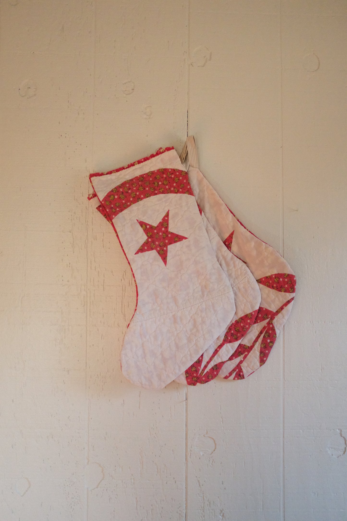 Quilt Stockings - Red + White Stars