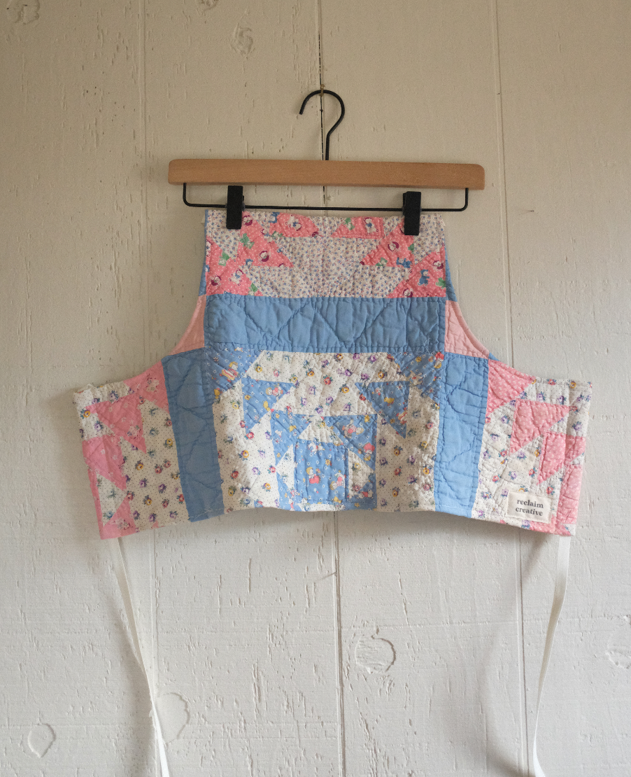 Quilt Halter Top - Blue + Pink Centered