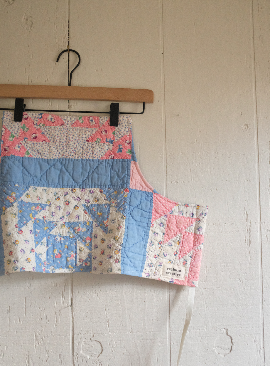 Quilt Halter Top - Blue + Pink Centered