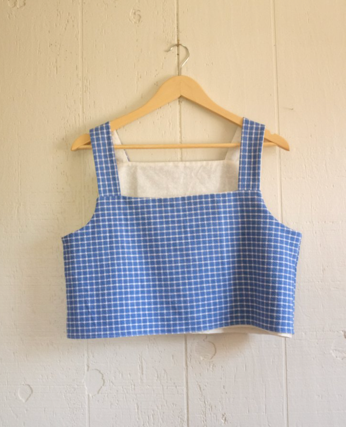 4 Way Reversible Tank - Blue + White Gingham