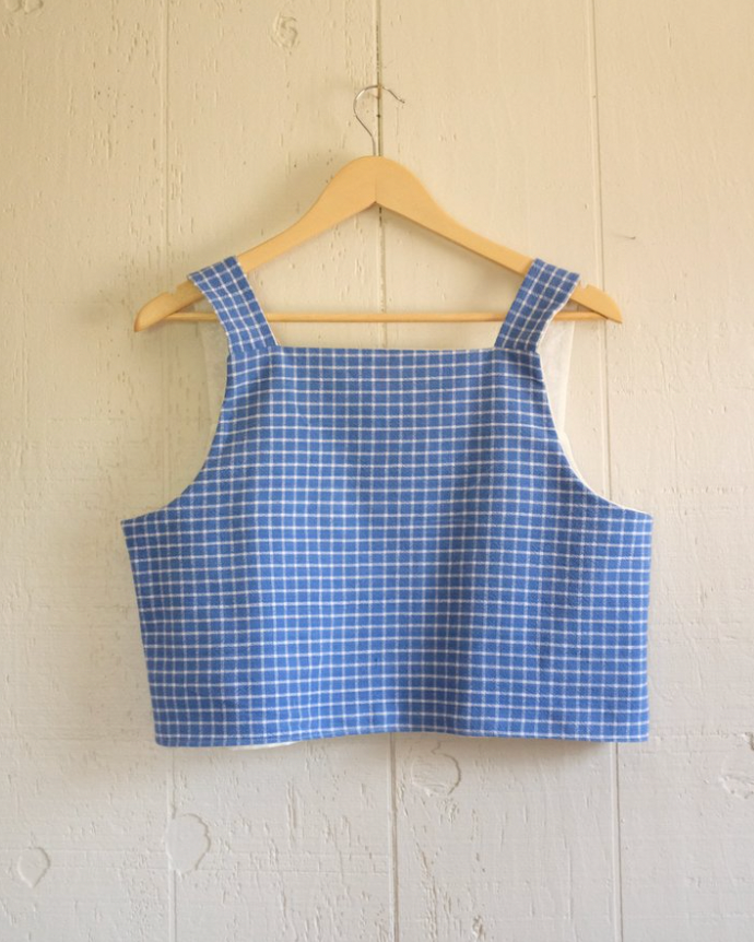 4 Way Reversible Tank - Blue + White Gingham