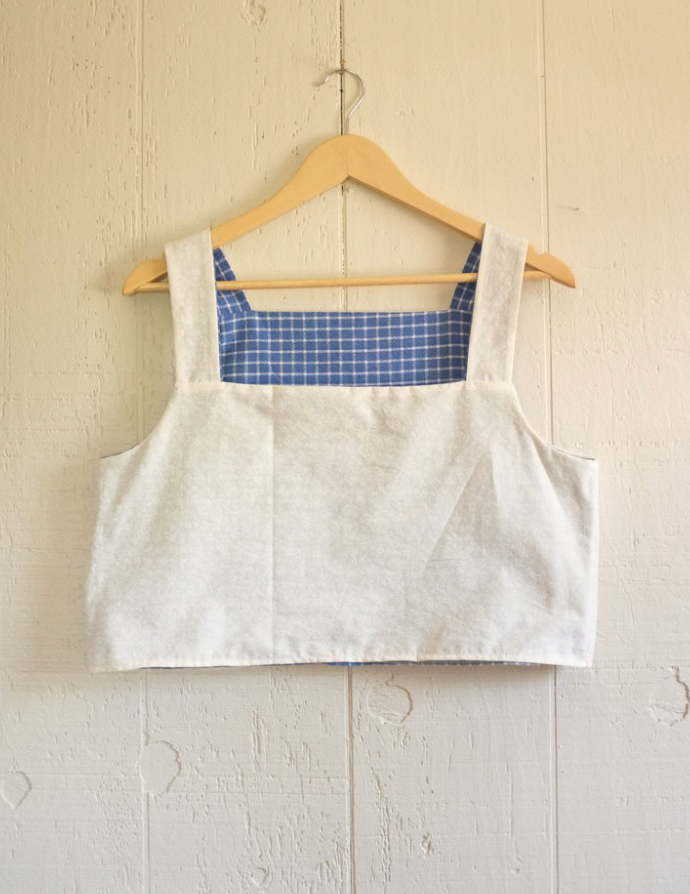 4 Way Reversible Tank - Blue + White Gingham