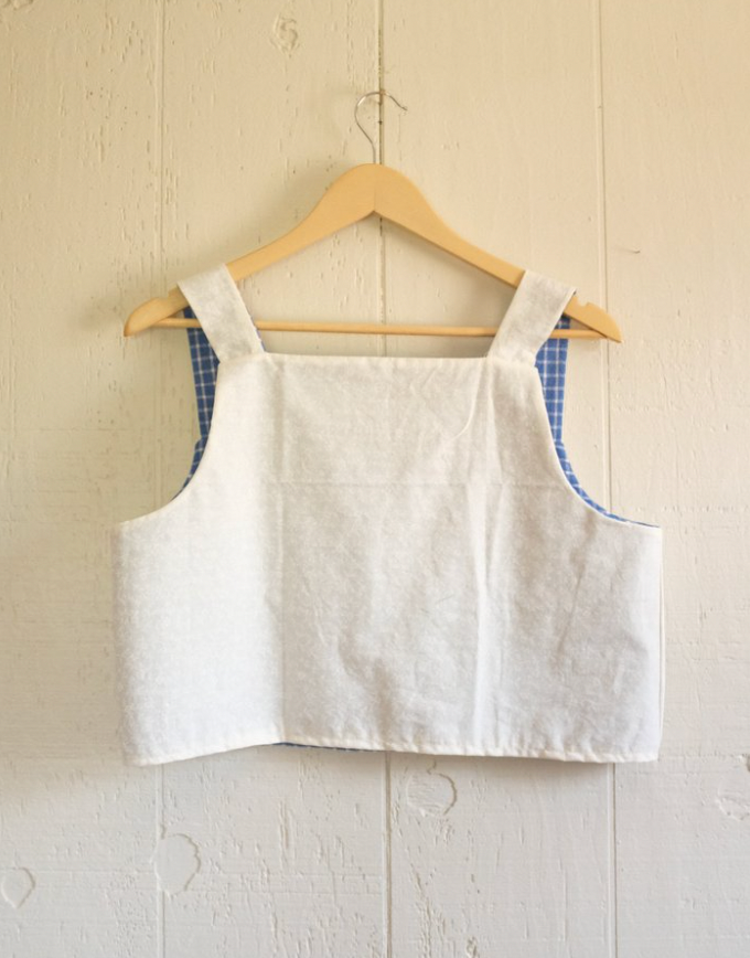 4 Way Reversible Tank - Blue + White Gingham