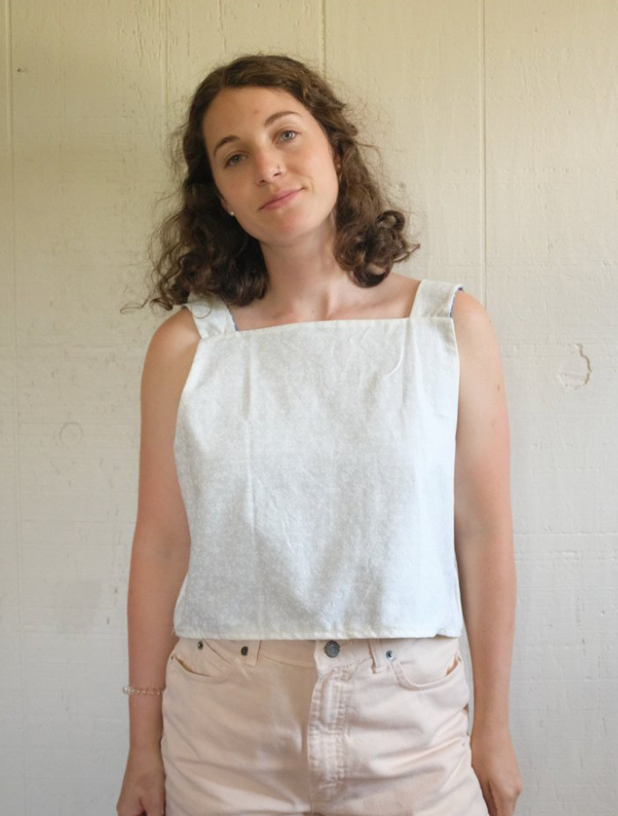 4 Way Reversible Tank - Blue + White Gingham