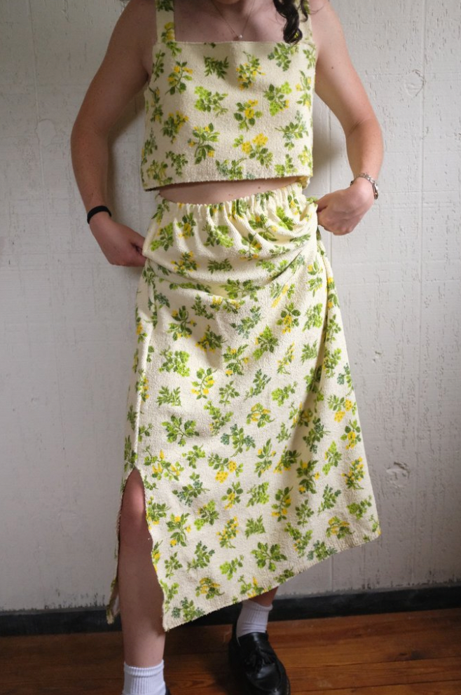 Terry Maxi Skirt - Green + Yellow