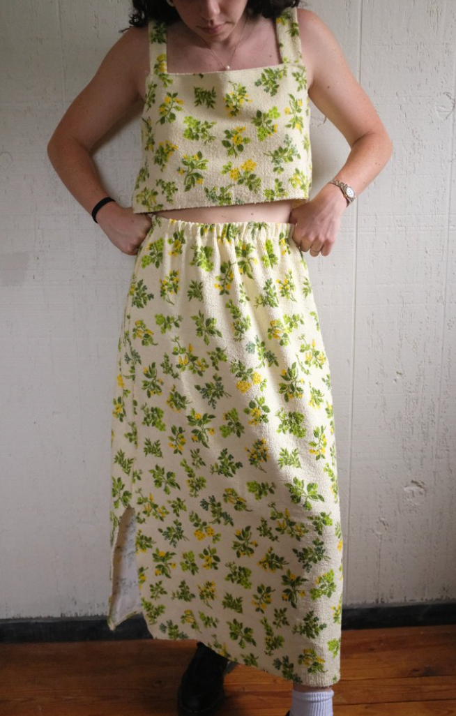Terry Maxi Skirt - Green + Yellow