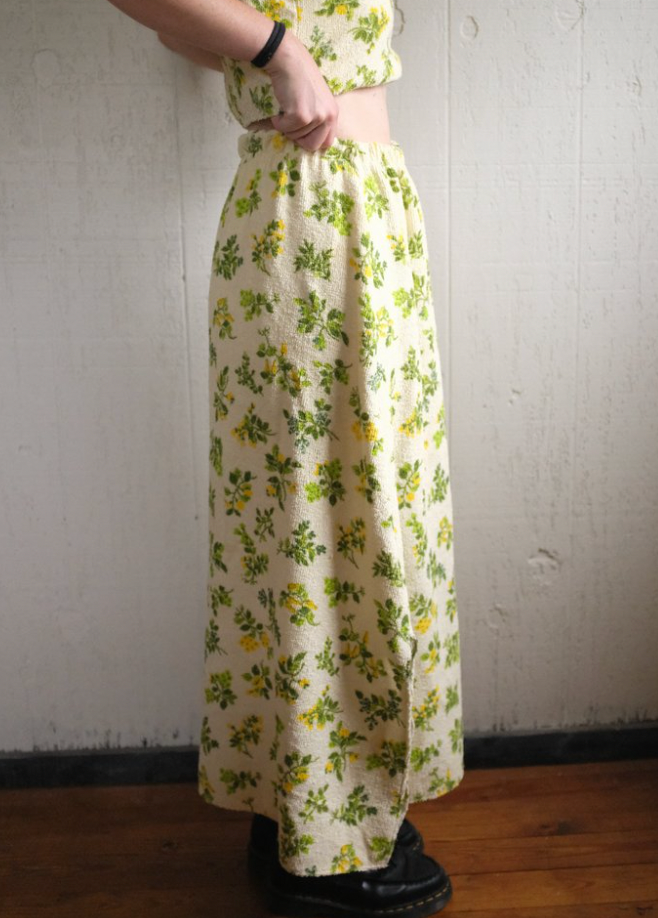 Terry Maxi Skirt - Green + Yellow