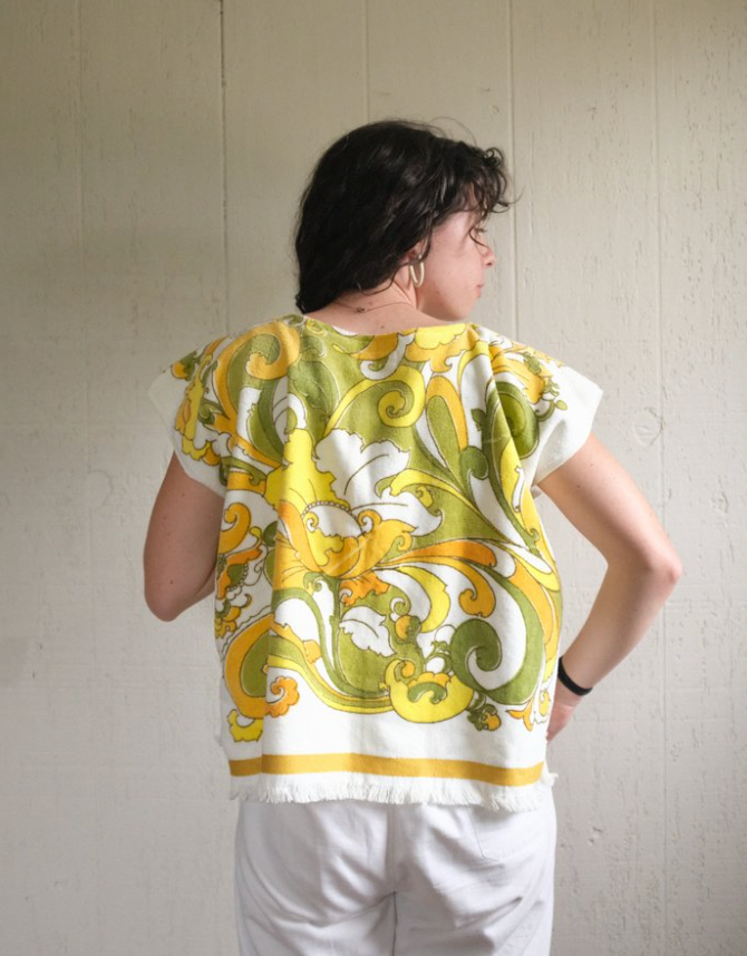 Yellow + Green 70s Floral Top