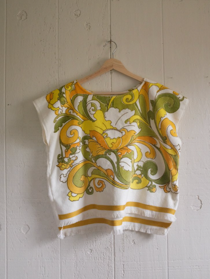 Yellow + Green 70s Floral Top