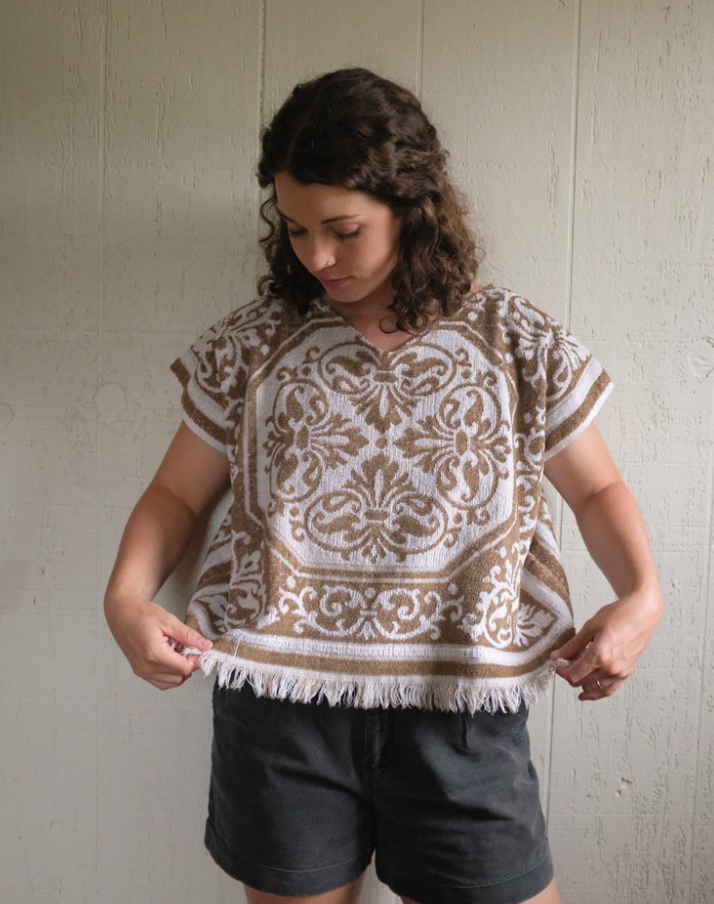 Tan + White Floral Towel Tee