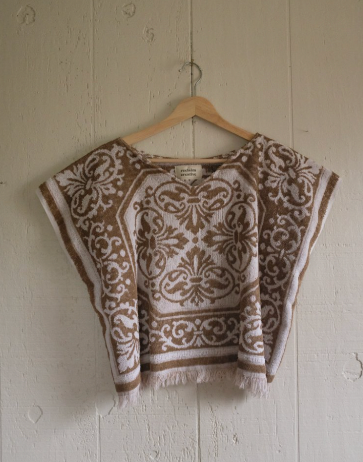 Tan + White Floral Towel Tee