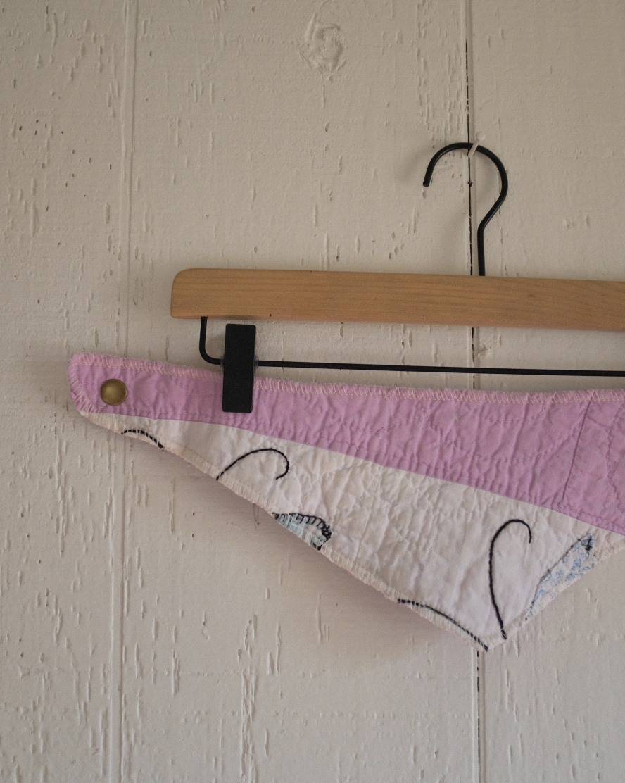 Quilt Scrap Neck Kerchief - Purple + White