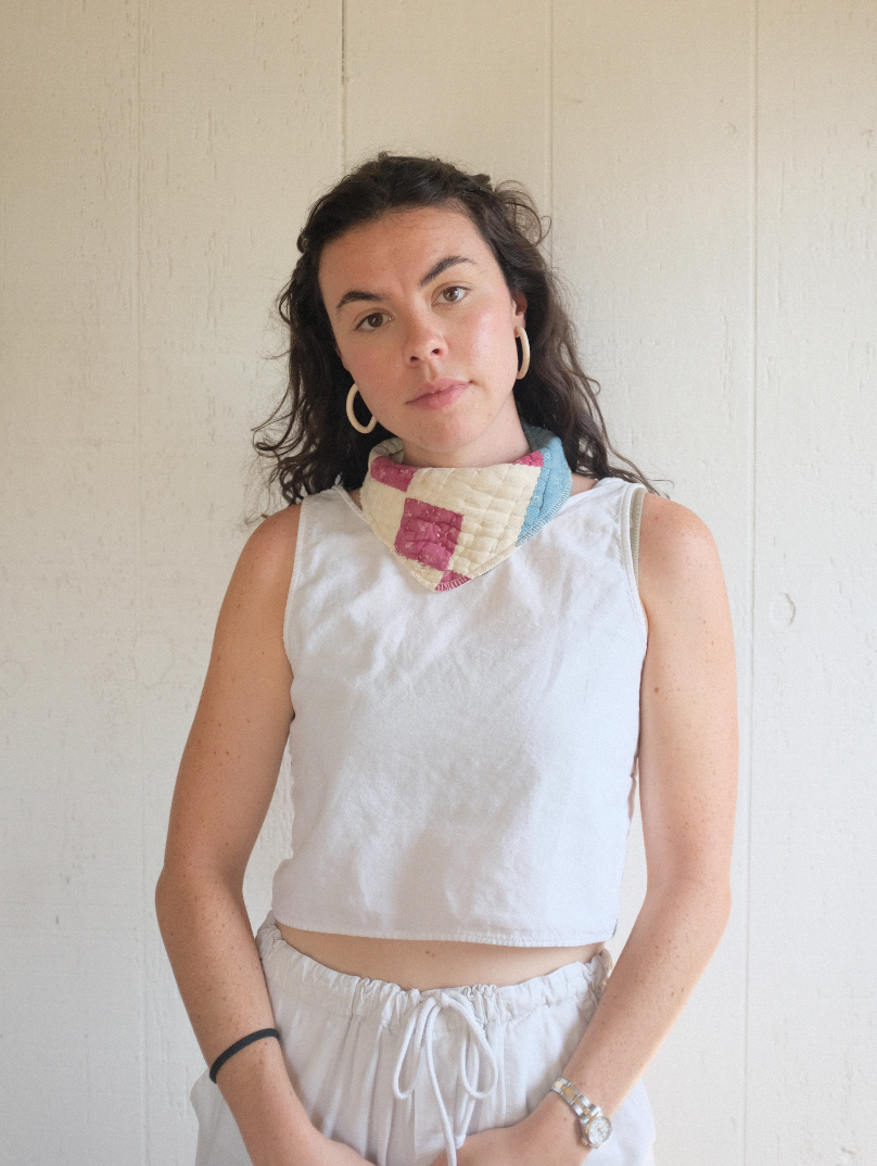 Quilt Scrap Neck Kerchief - 1890s Purple + Blue