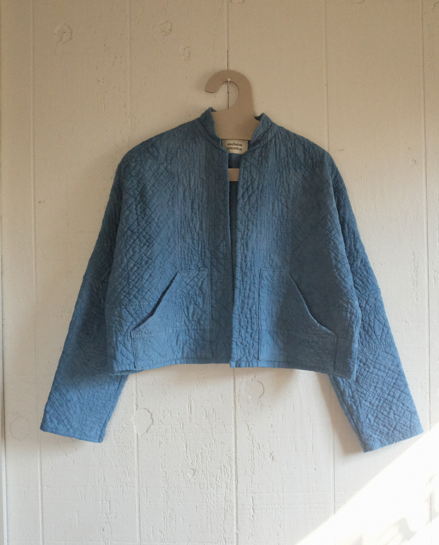 Quilt Coat - Indigo Dyed S/M Crop