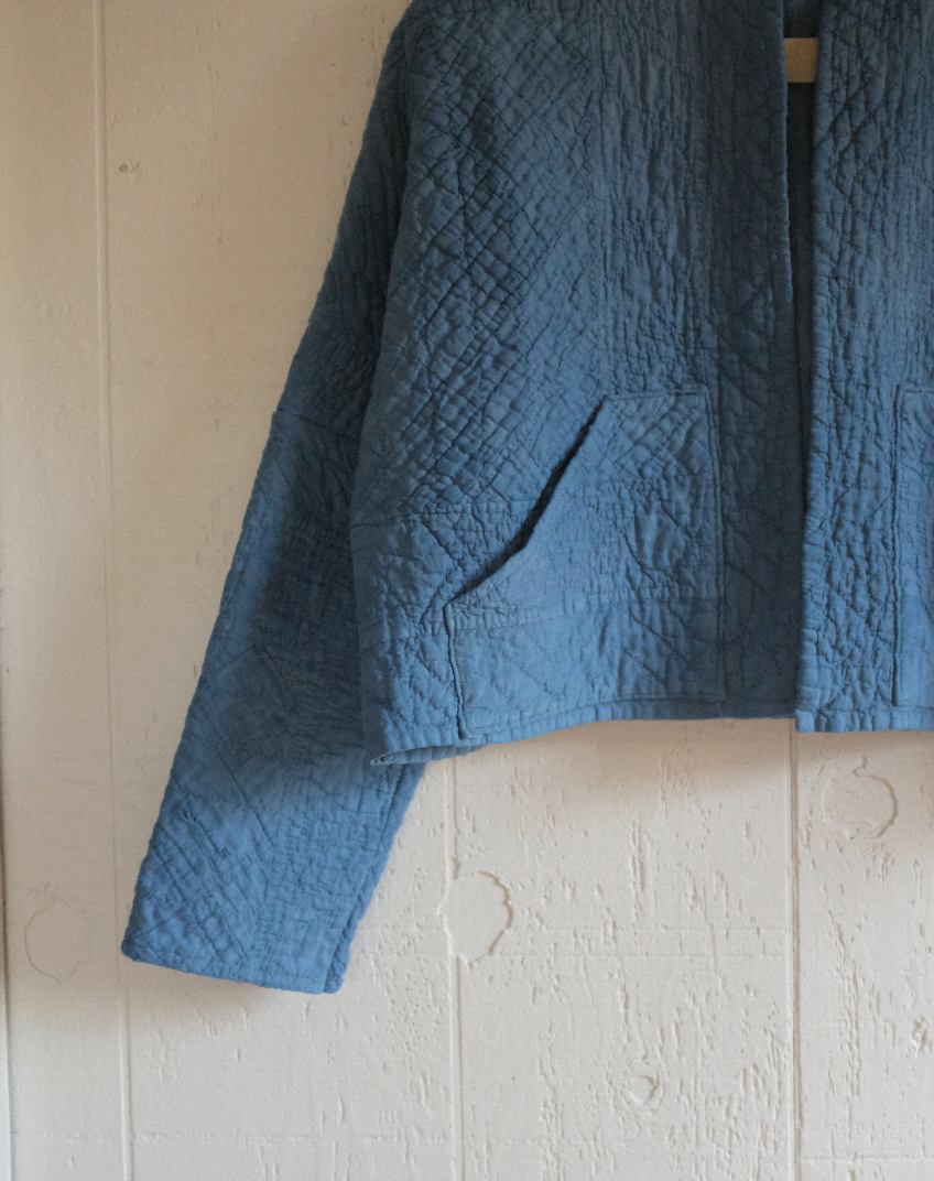 Quilt Coat - Indigo Dyed S/M Crop