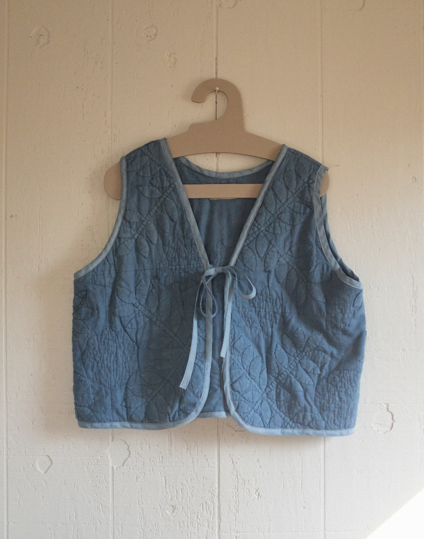 Quilt Vest - Indigo Dyed L Applique