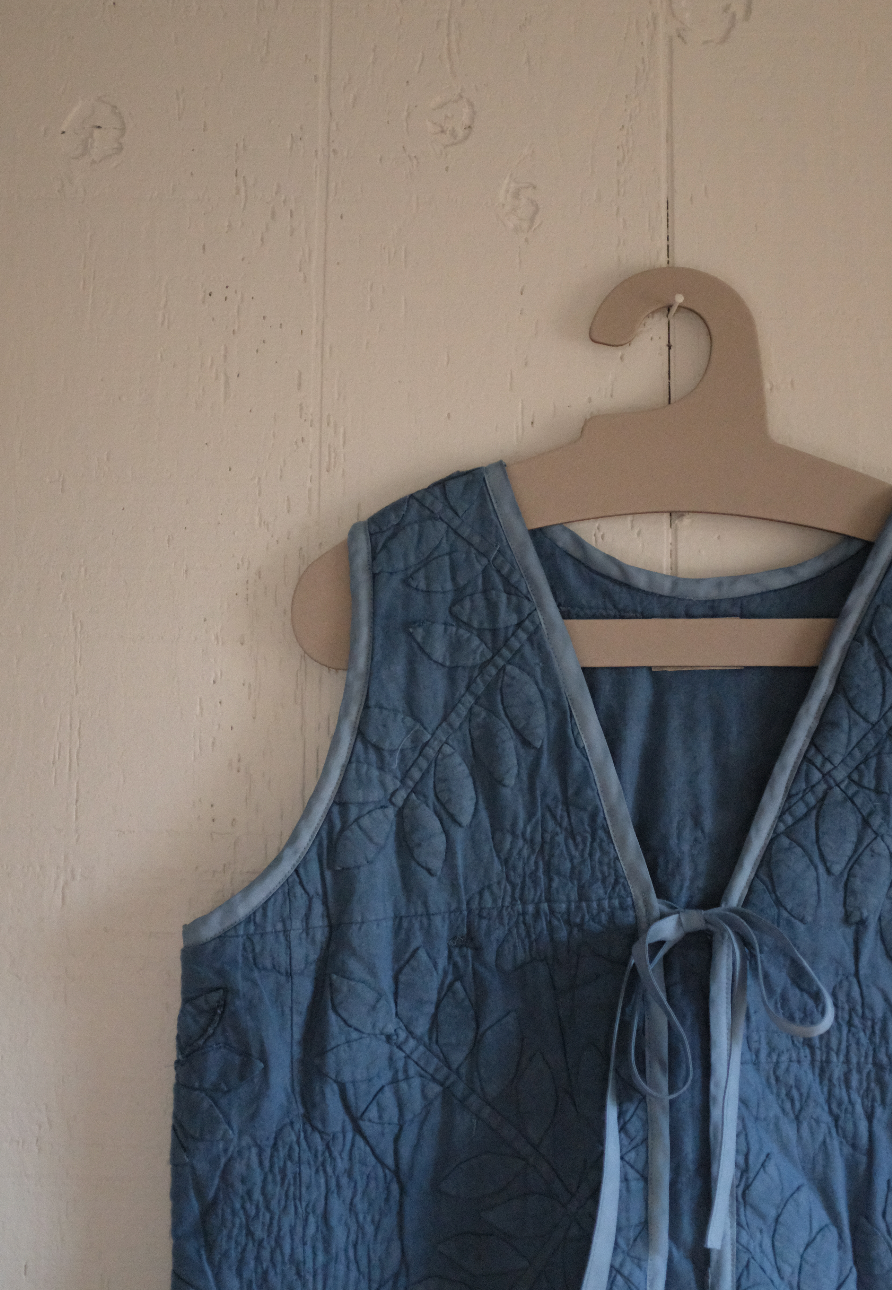 Quilt Vest - Indigo Dyed L Applique