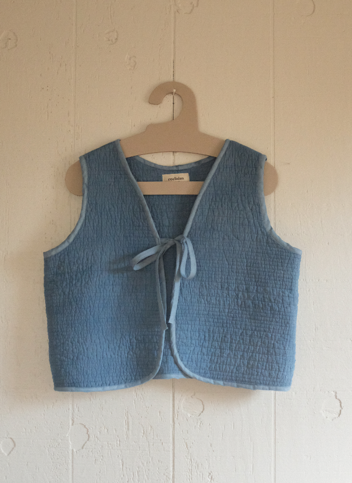 Quilt Vest - Indigo Dyed M