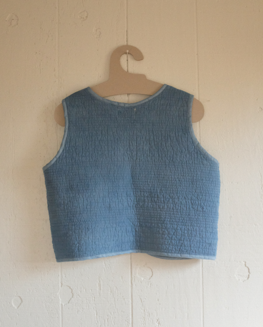 Quilt Vest - Indigo Dyed M