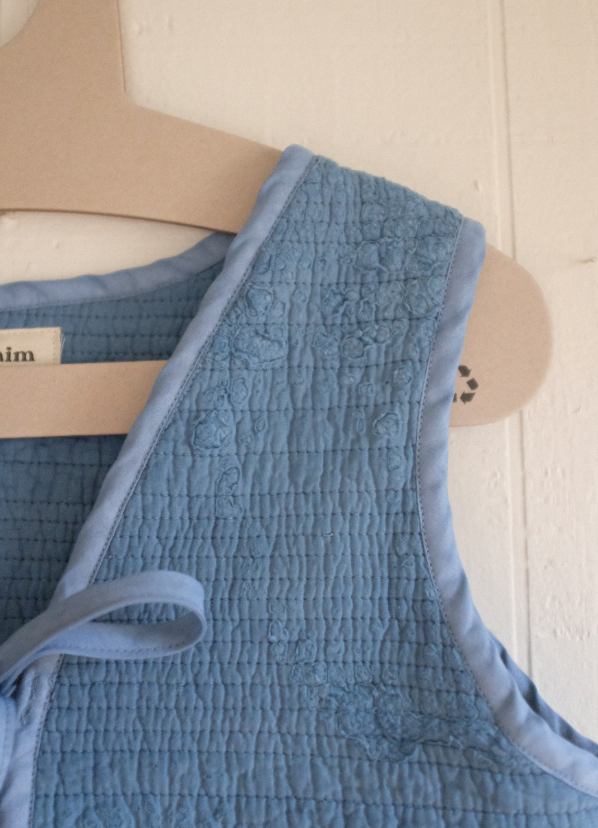Quilt Vest - Indigo Dyed S Crop