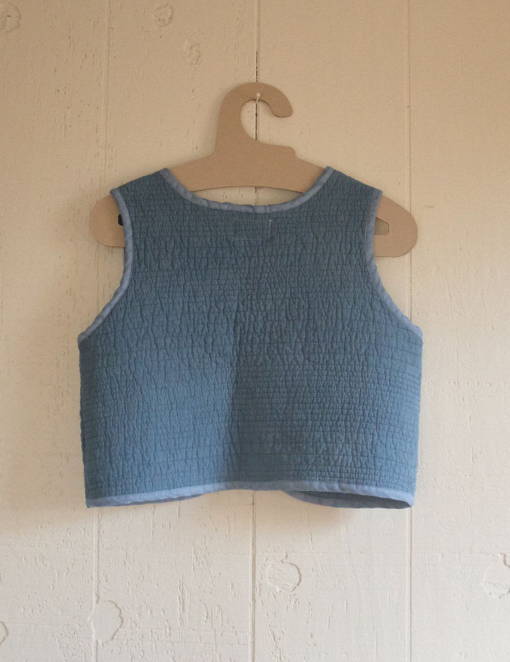 Quilt Vest - Indigo Dyed S Crop