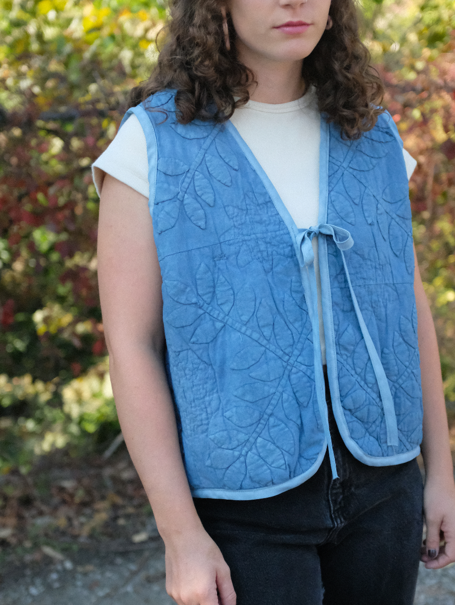 Quilt Vest - Indigo Dyed L Applique