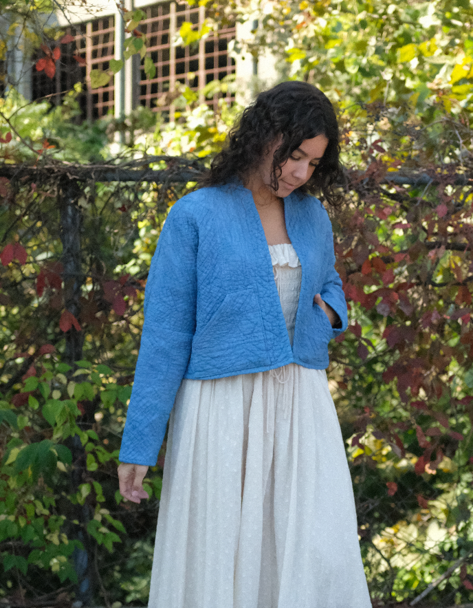 Quilt Coat - Indigo Dyed S/M Crop