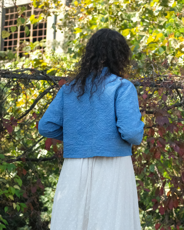 Quilt Coat - Indigo Dyed S/M Crop