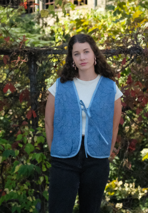 Quilt Vest - Indigo Dyed L Applique