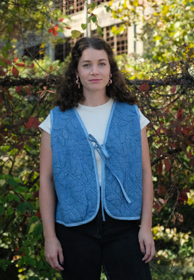 Quilt Vest - Indigo Dyed L Applique