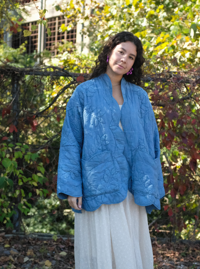 Quilt Coat - Indigo Dyed XL/2XL Applique