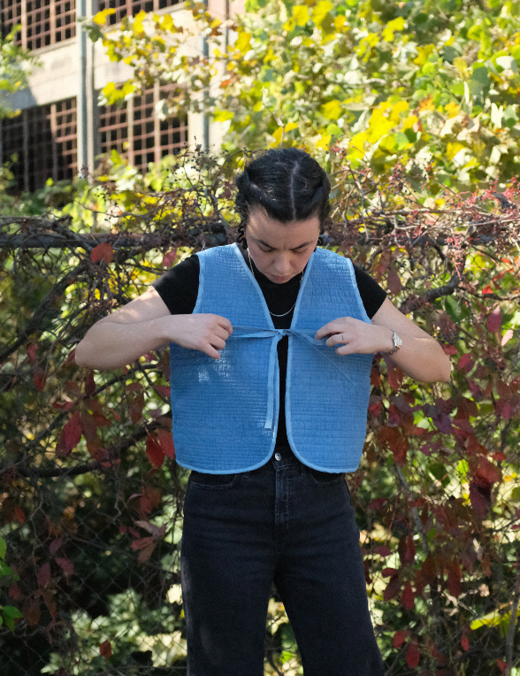 Quilt Vest - Indigo Dyed M