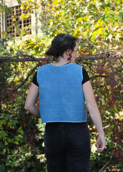 Quilt Vest - Indigo Dyed M