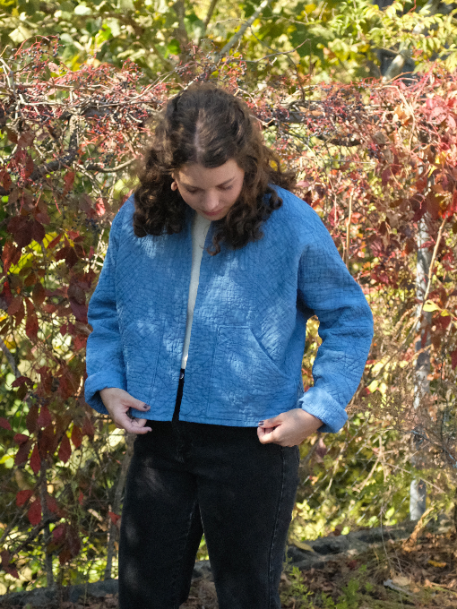 Quilt Coat - Indigo Dyed S/M Crop