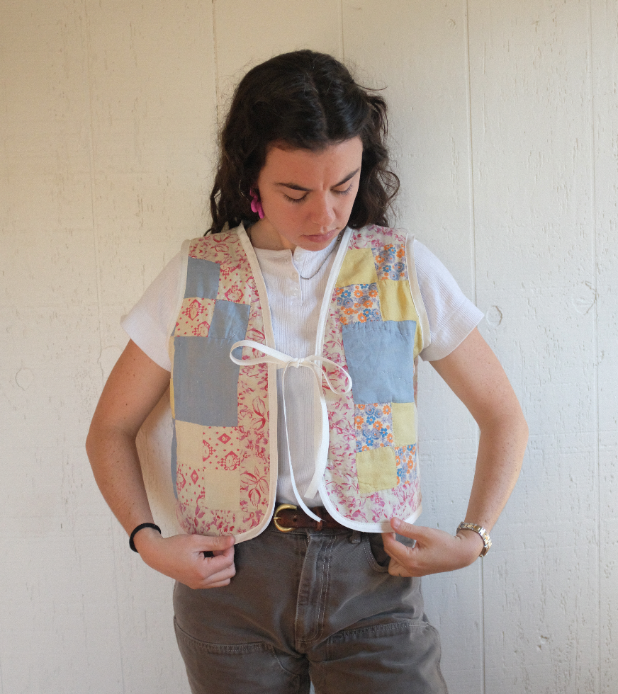 Quilt Vest - Pastel Feed Sack