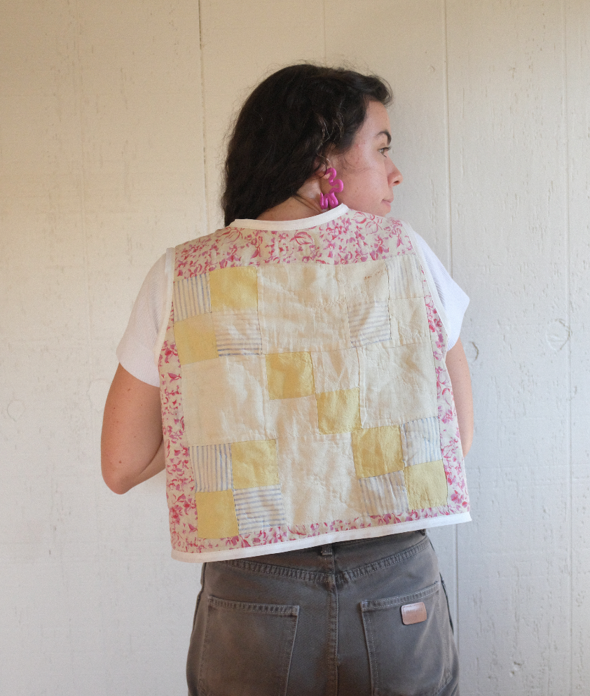 Quilt Vest - Pastel Feed Sack