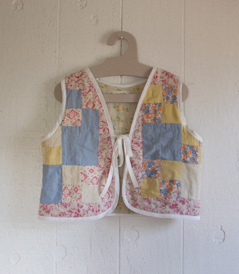 Quilt Vest - Pastel Feed Sack