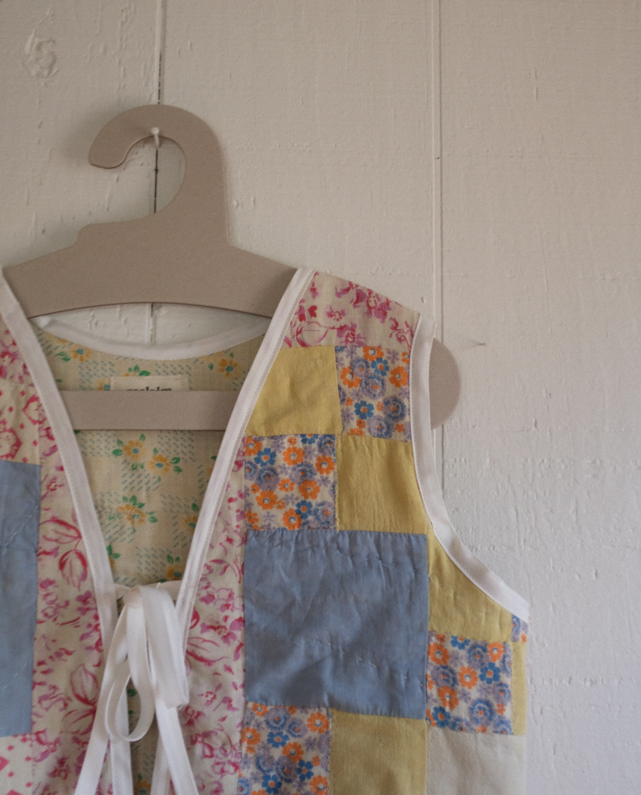 Quilt Vest - Pastel Feed Sack