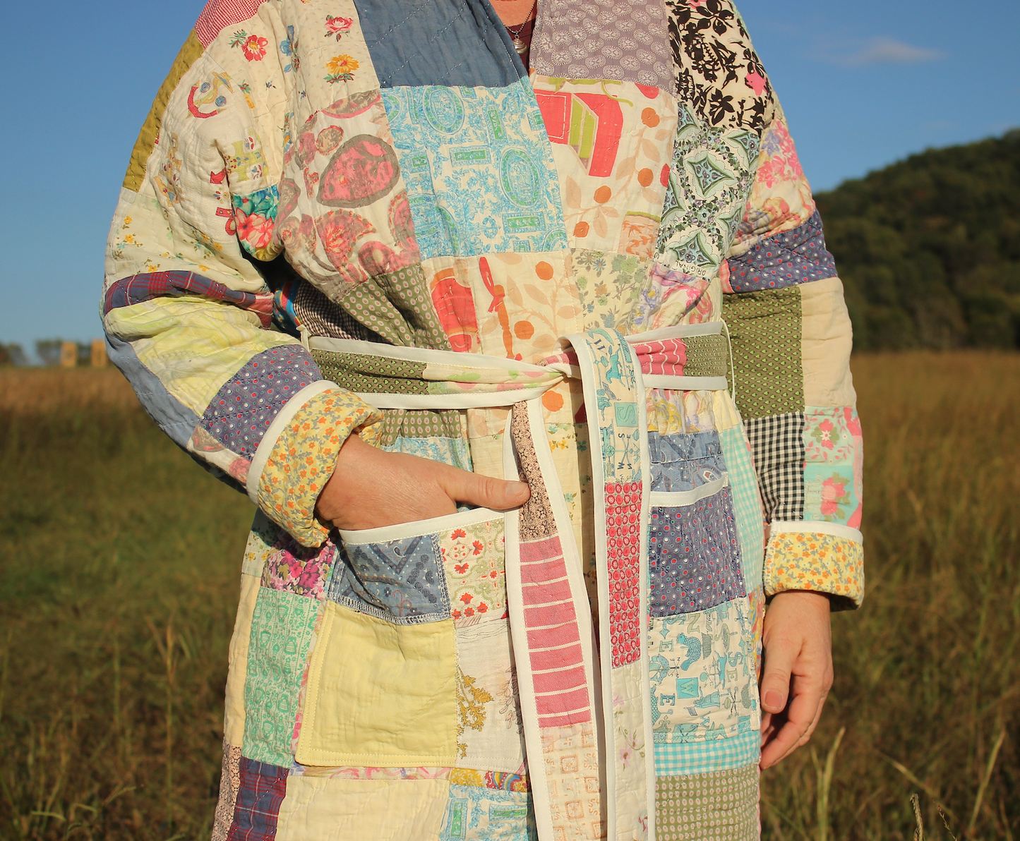 Quilt Coat - Patchwork Tie Waist