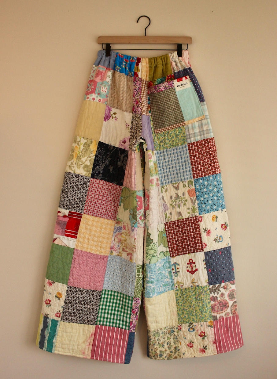 Wide Leg Quilt Pants - Patchwork