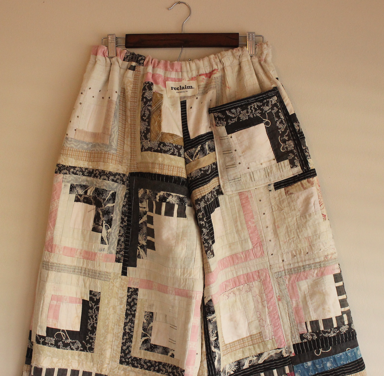 Wide Leg Quilt Pants - Log Cabin