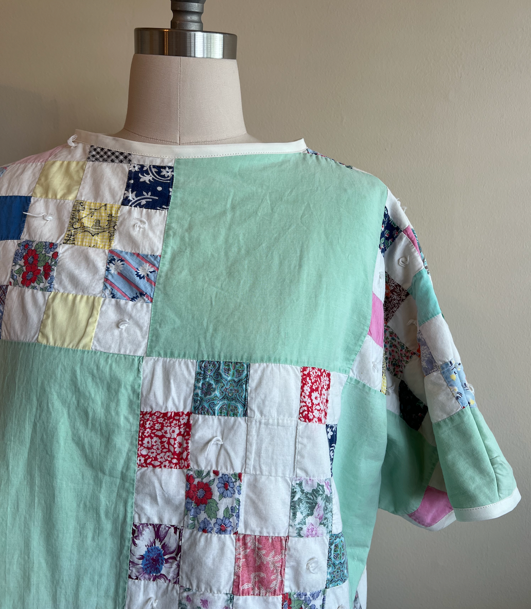 Short Sleeve Quilt Tee- Mint Checkerboard