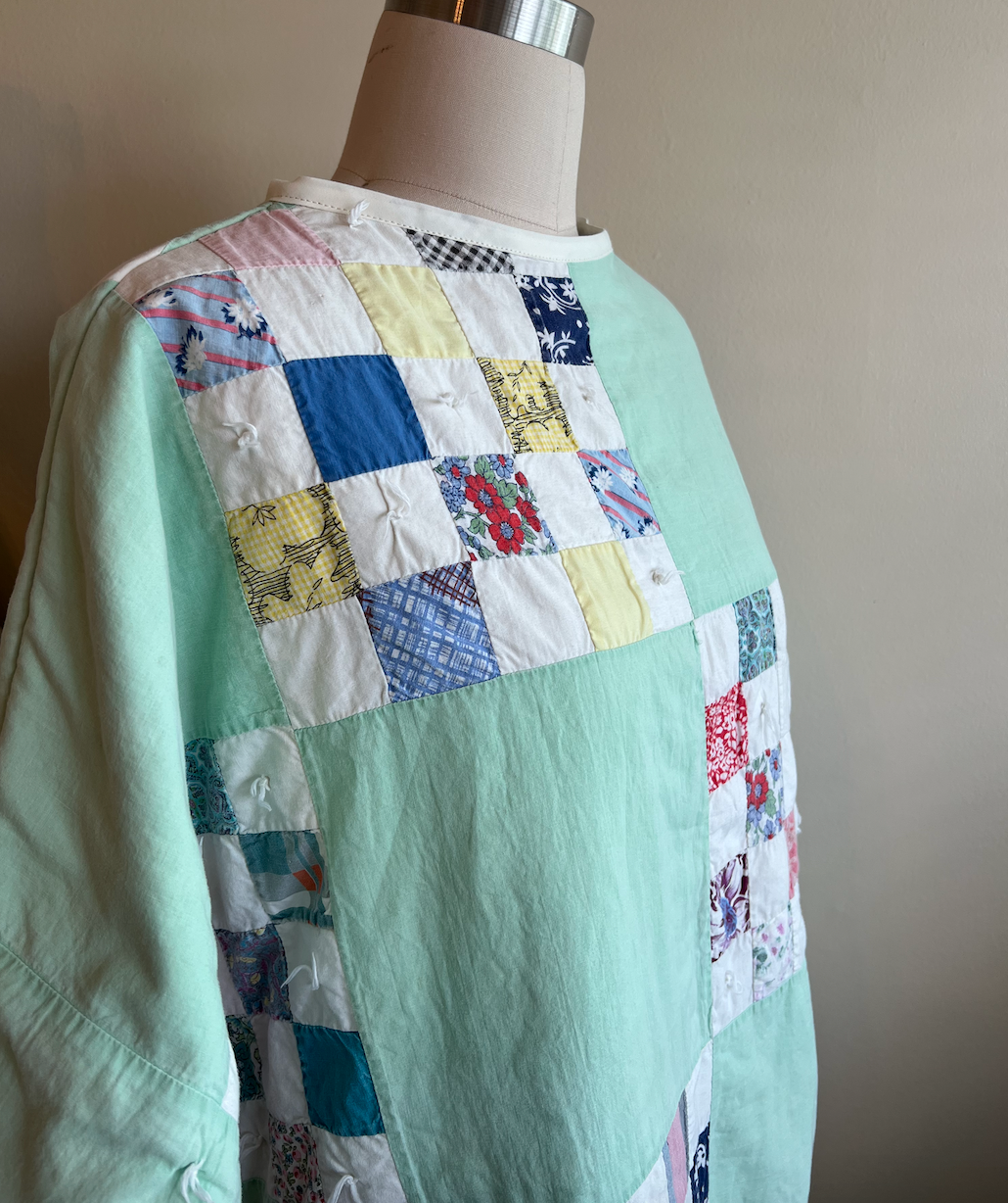 Short Sleeve Quilt Tee- Mint Checkerboard