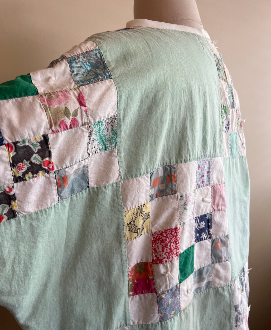 Short Sleeve Quilt Tee- Mint Checkerboard