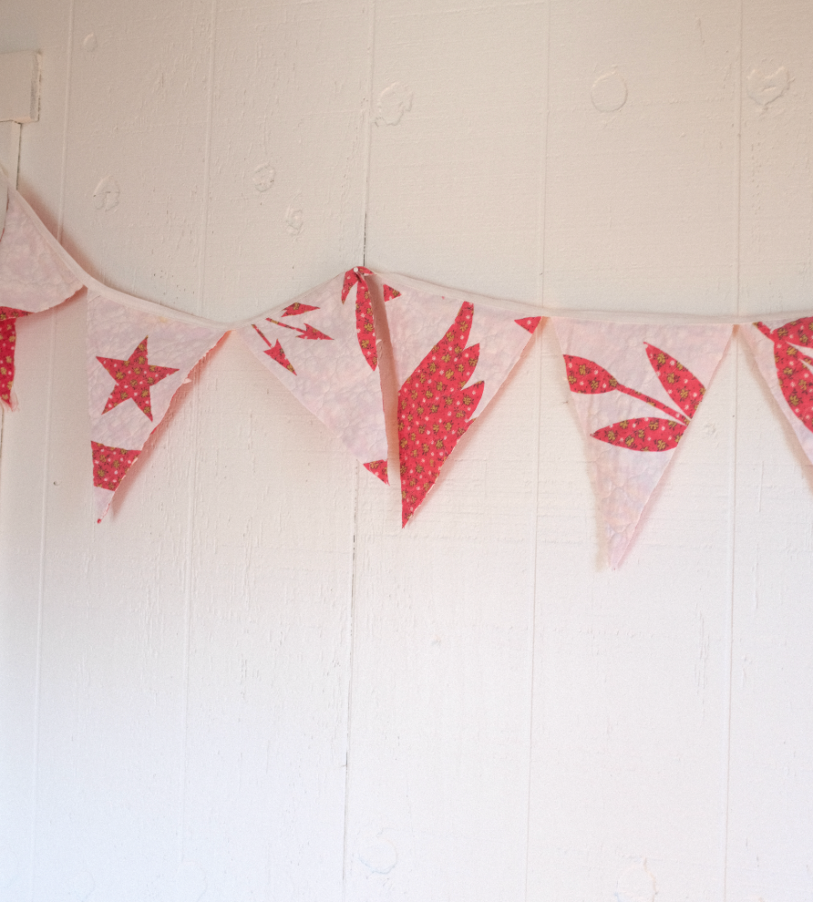 Quilt Bunting - Red + White
