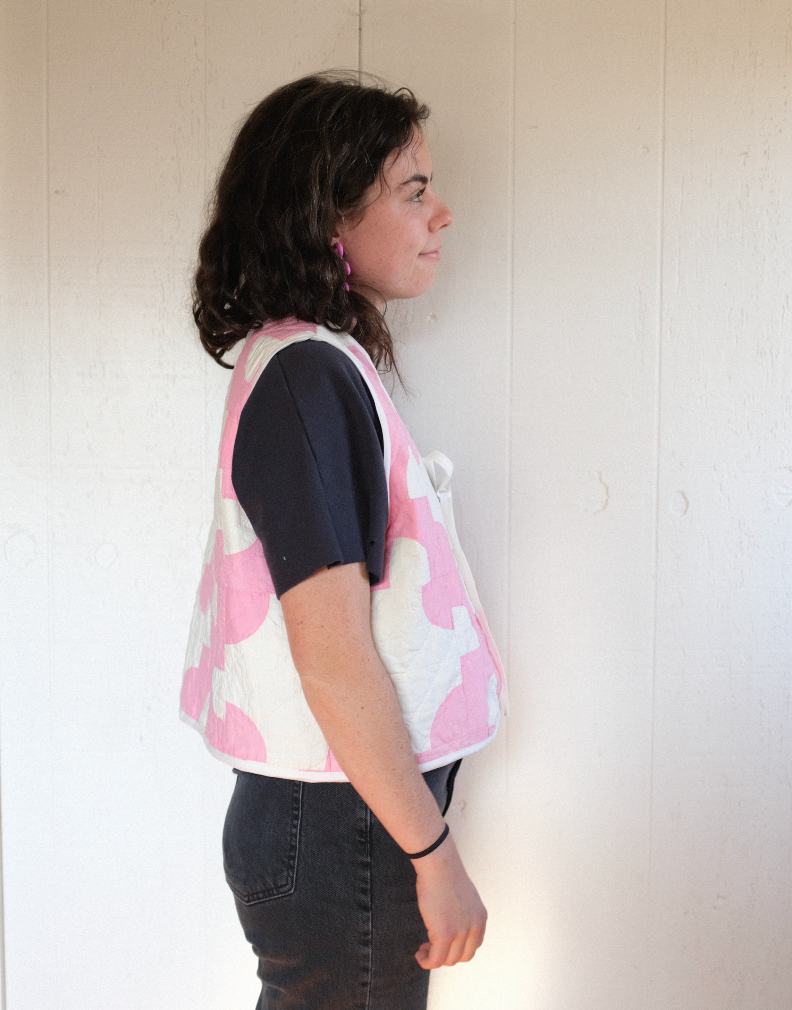 Quilt Vest - Pink Drunkard's Path L/XL