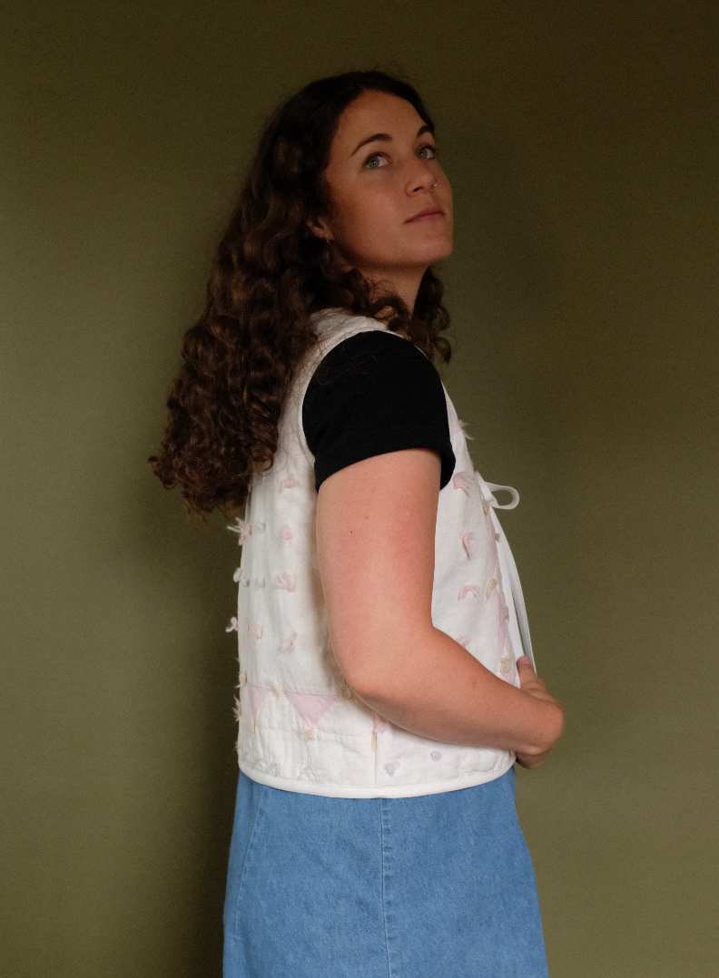 Quilt Vest - Pink Triangles S