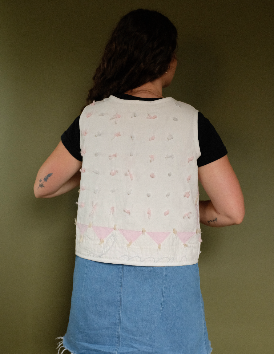 Quilt Vest - Pink Triangles S
