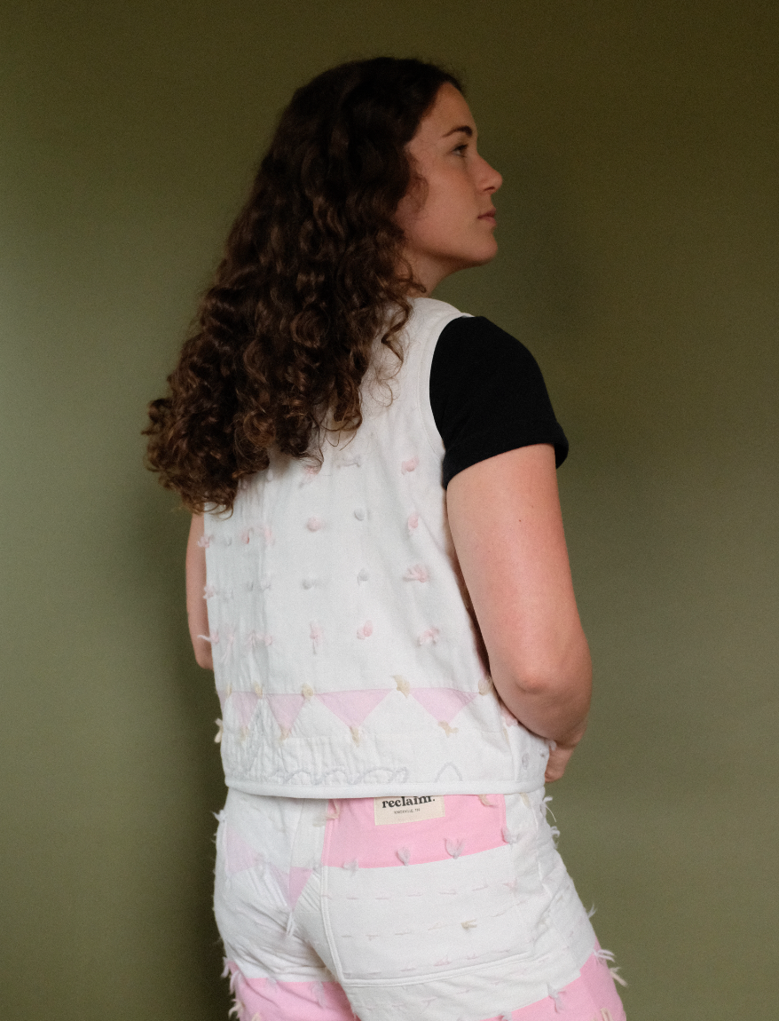 Quilt Vest - Pink Triangles S