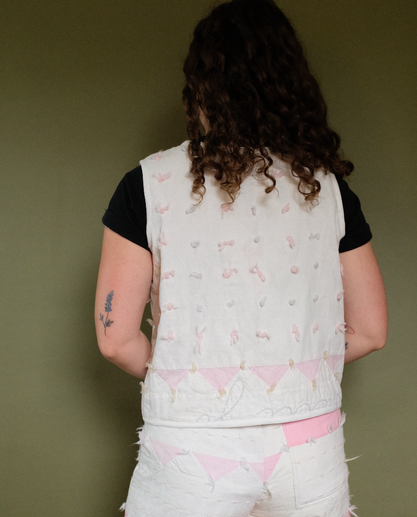 Quilt Vest - Pink Triangles S